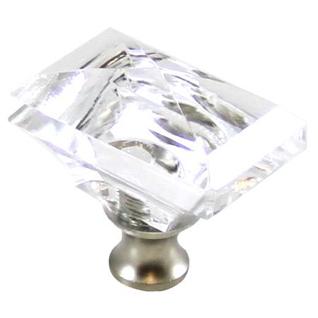 Cal Crystal M997 Crystal Excel RECTANGLE KNOB in Polished Nickel